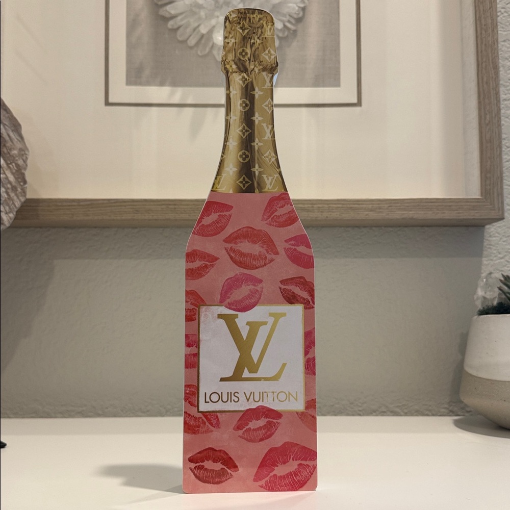 LOUIS VUITTON Champagne Luxury Designer 3D Wooden Table Top Shelf Home Decor